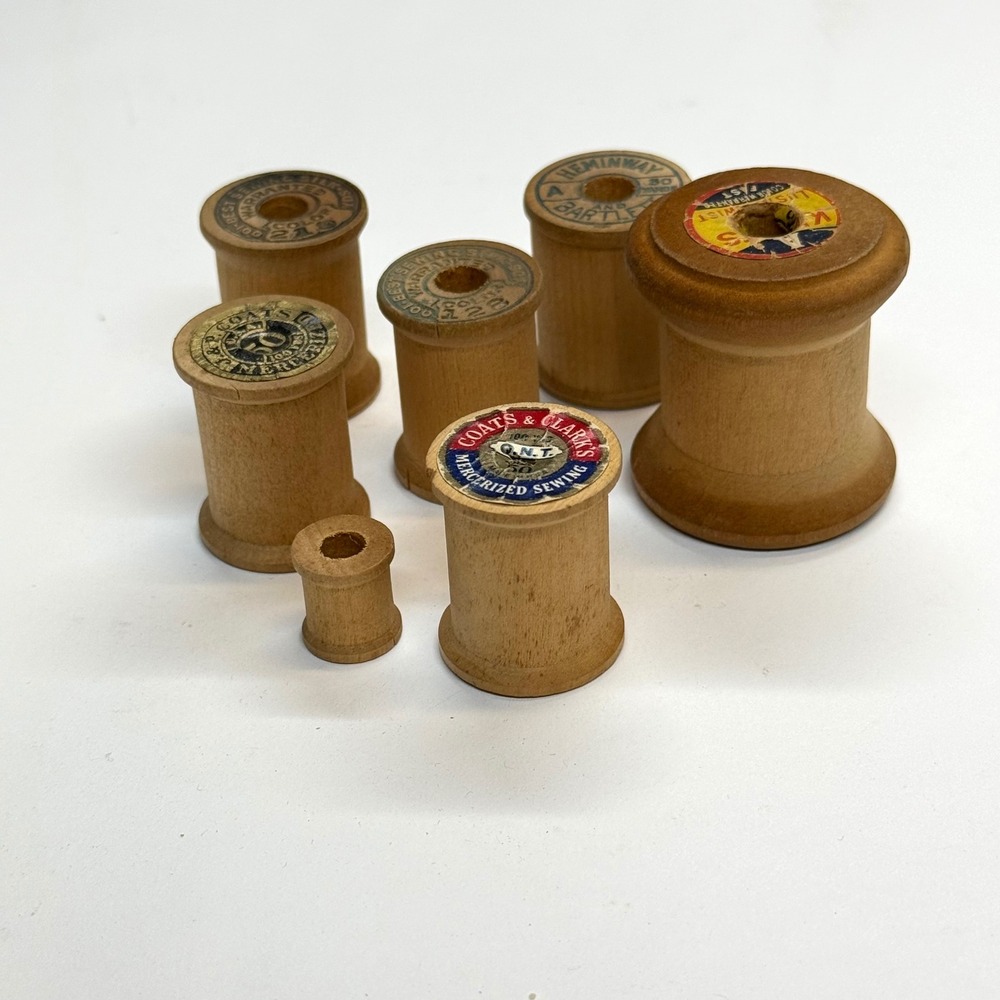 Vintage Wooden Thread Spools Mixed Lot Coats & Clarks J&P Coats Antique Decor